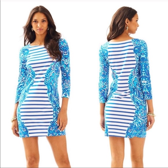 Lilly Pulitzer Nola Dress in Moon Jellies Stripes floral size Medium - Picture 4 of 12